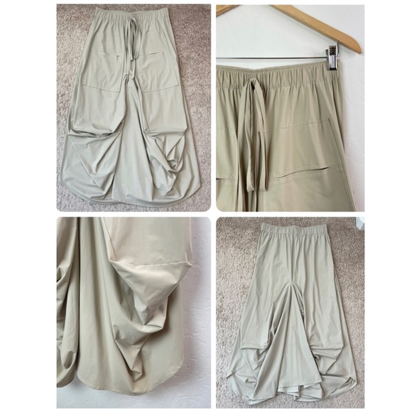 Ruti The Go-To Nylon Blend Tan Khaki Size XS / S Draped Lagenlook Midi Skirt - Picture 8 of 16